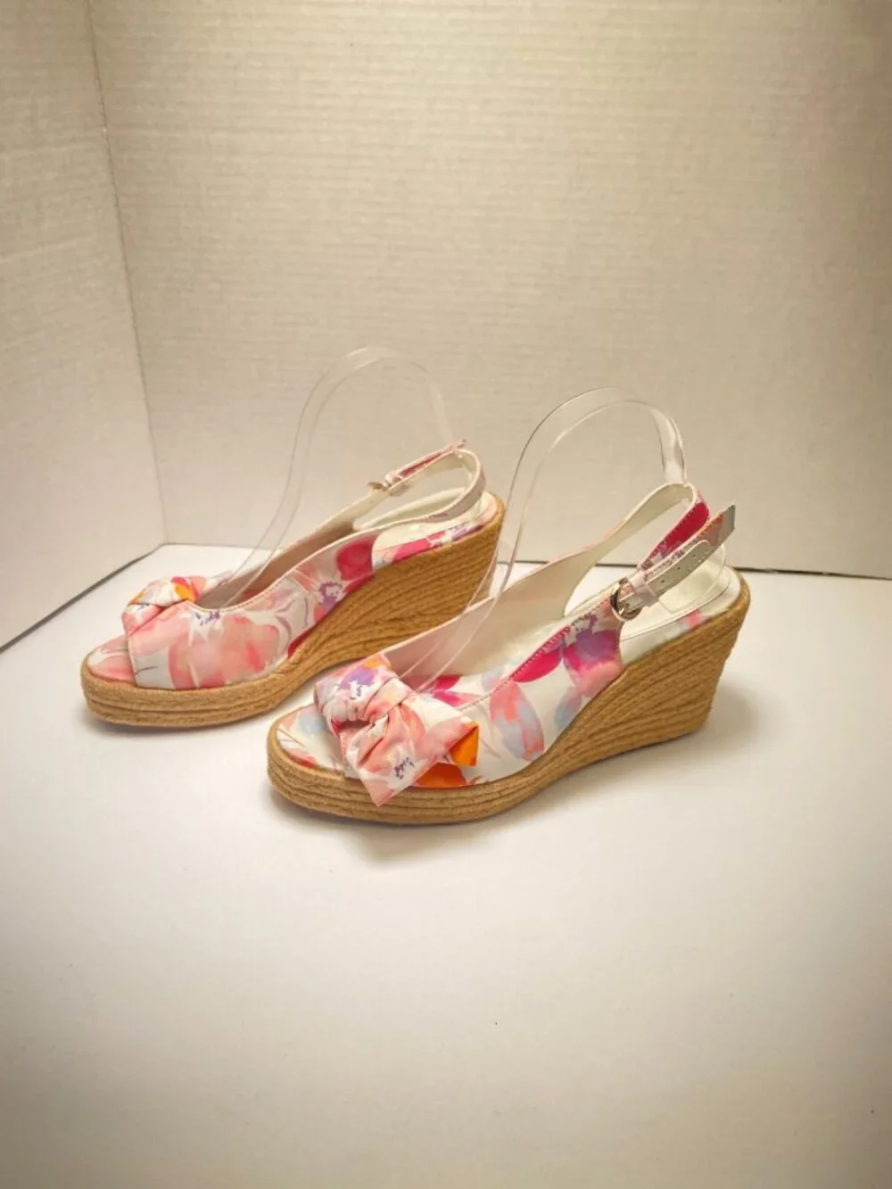 Naturalizer Women's Bettina Espadrille White Colorful Bow Sandal Wedge Sz 9M